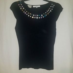 Black top with multi color gems